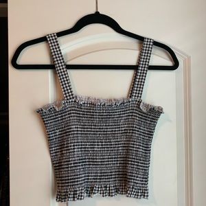 Smocked Gingham Crop Top